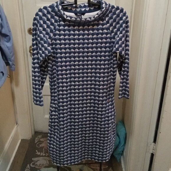 Hatley Dresses & Skirts - Hatley Sz S/P blue patterned Sweatshirt Dress with Cowlneck - kneelength